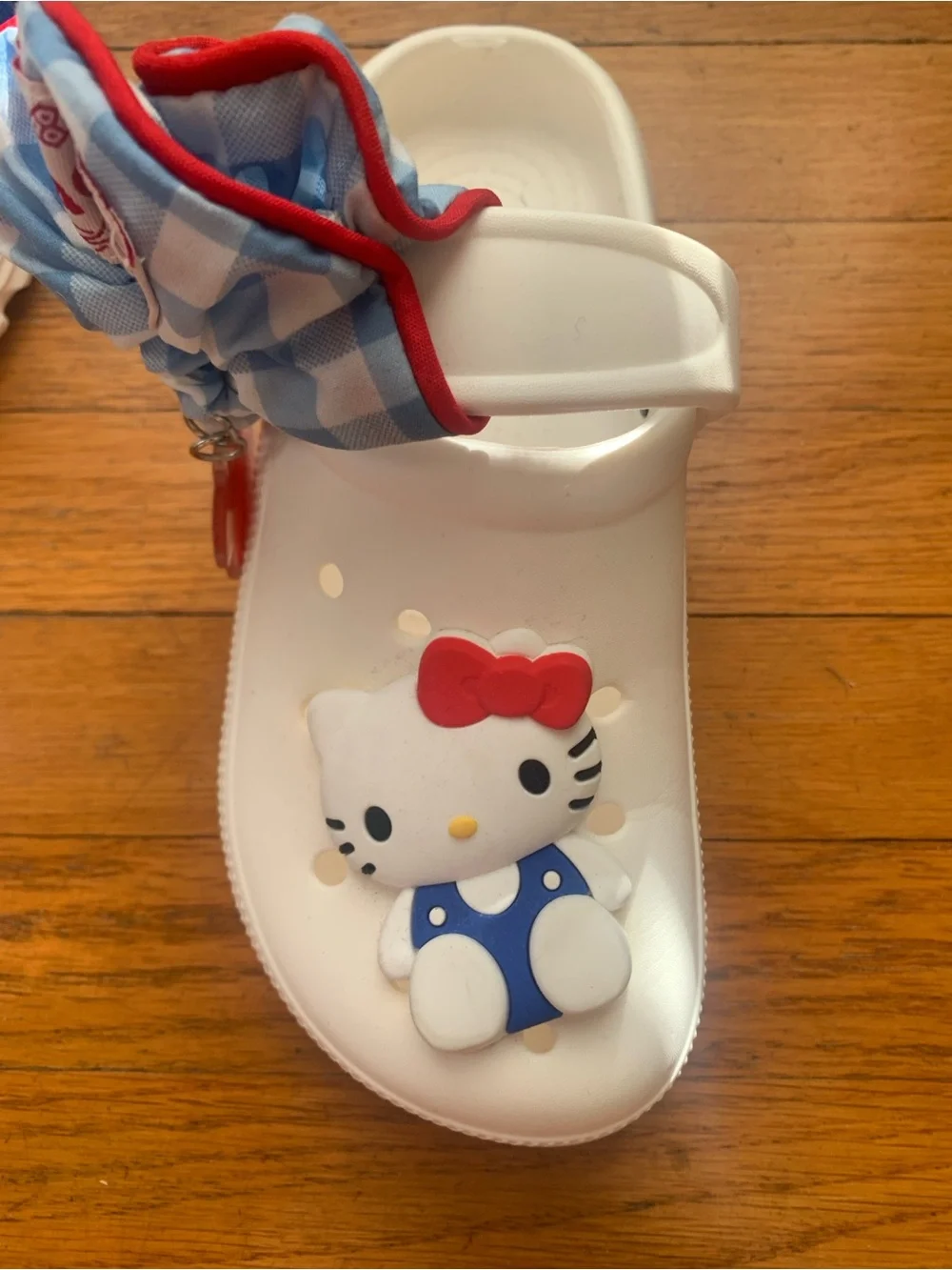 Adorable Hello Kitty Kids Croc inspired Clog Sandals with Red & Blue charms 34